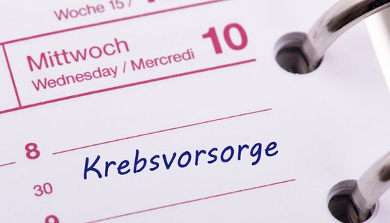 Terminkalender mit dem Wort "Krebsvorsorge".