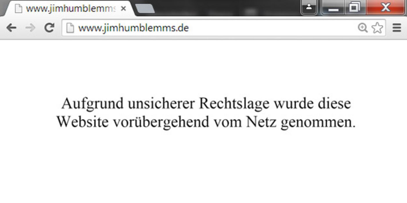 Screenshot der Website www.jimhumblemms.de vom 27.02.2015, 11:00 Uhr