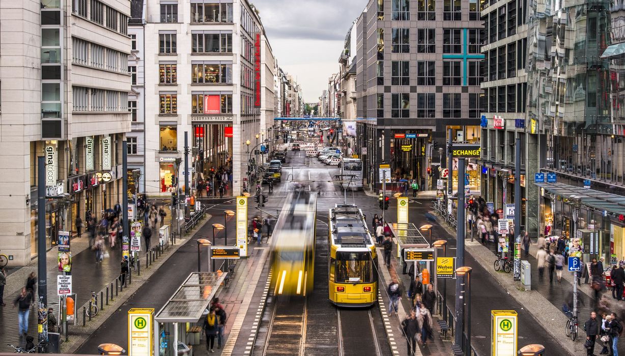 Aufnahme der Friedrichstraße in Berlin.